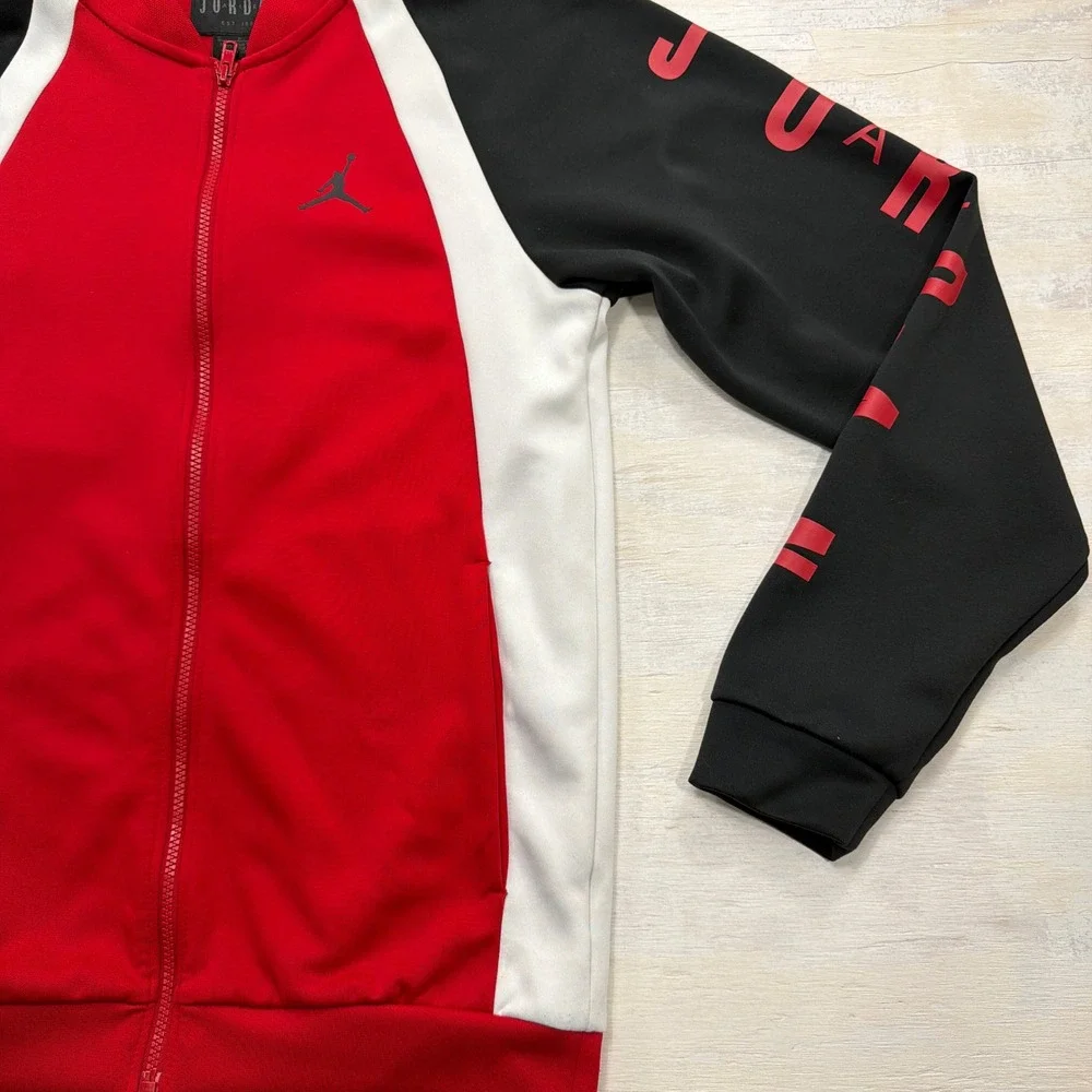 Jordan Track Jacket Full Zip Jumpman Logo Tricot Red Black White Mens Size S